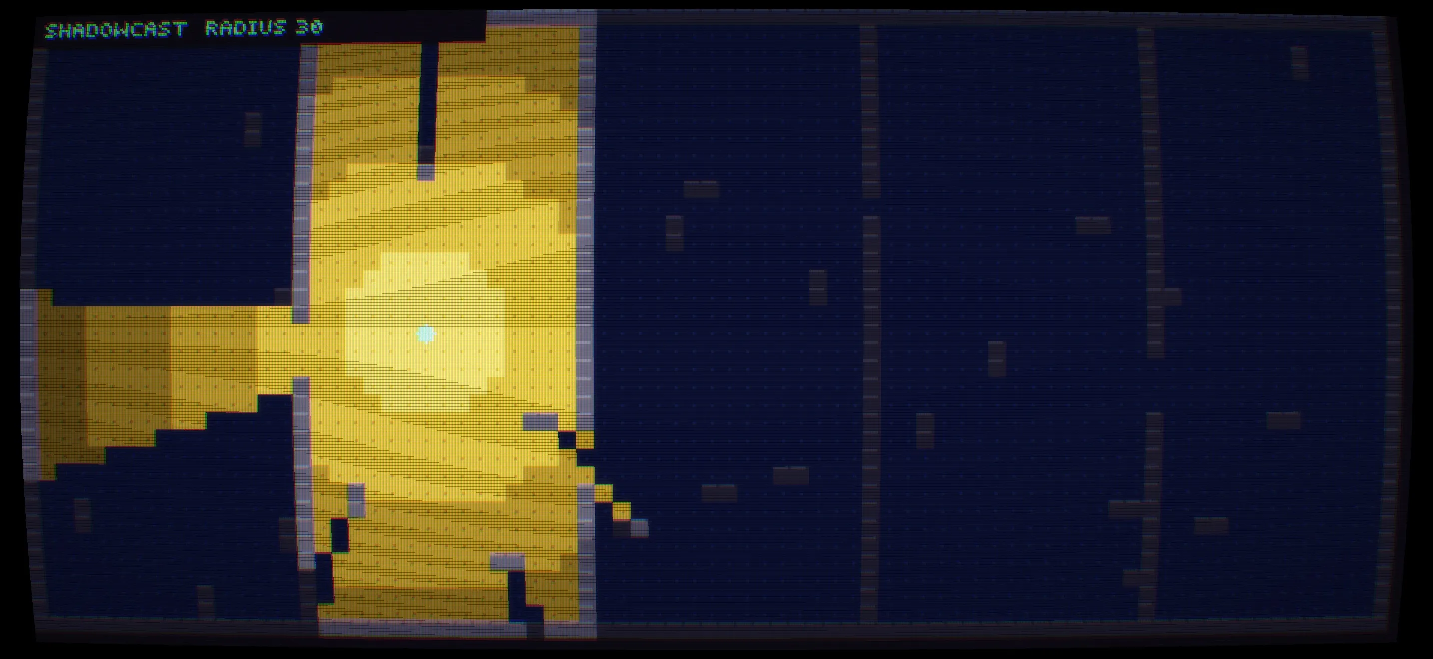 A tile maze lit from one cell, with light stopping at walls