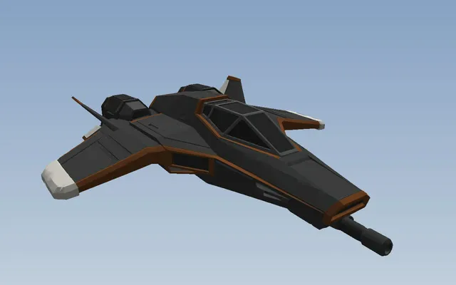 The Wasp's textured model, a dark fighter with copper trim and a long nose cannon